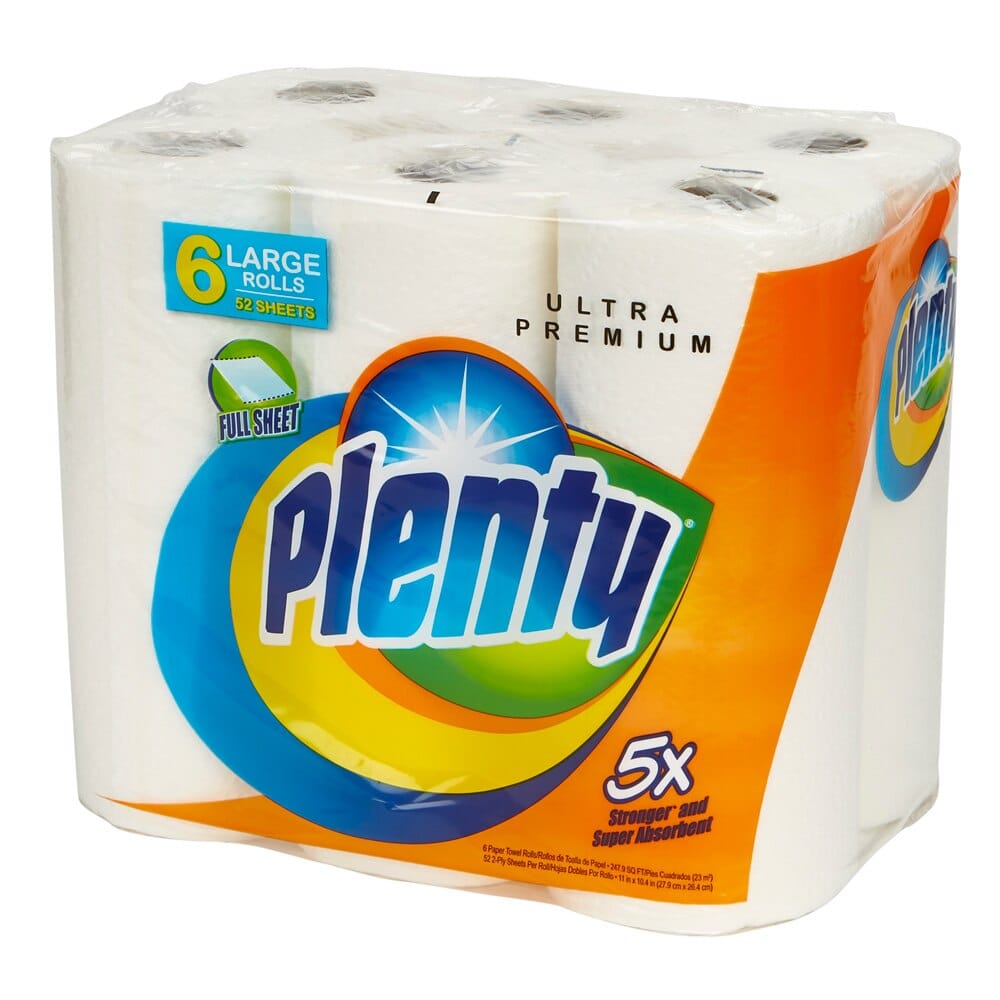 Plenty Ultra Premium Large Paper Towels, 6 Count