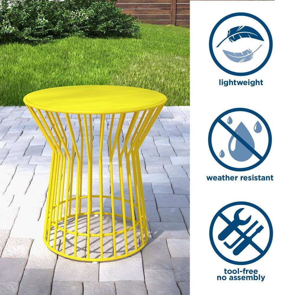 Novogratz Metal Outdoor Side Table, Yellow
