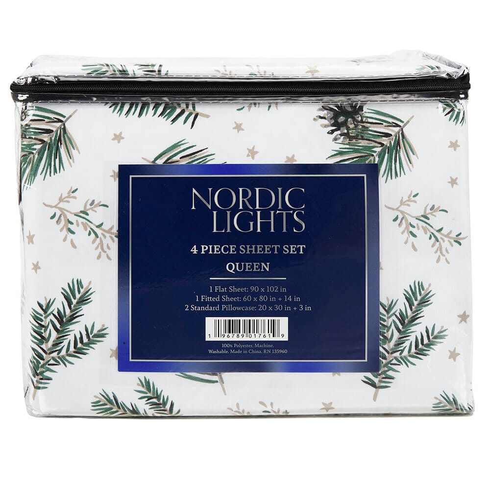 Nordic Lights Brushed Flannel Queen Sheet Set, 4 Piece
