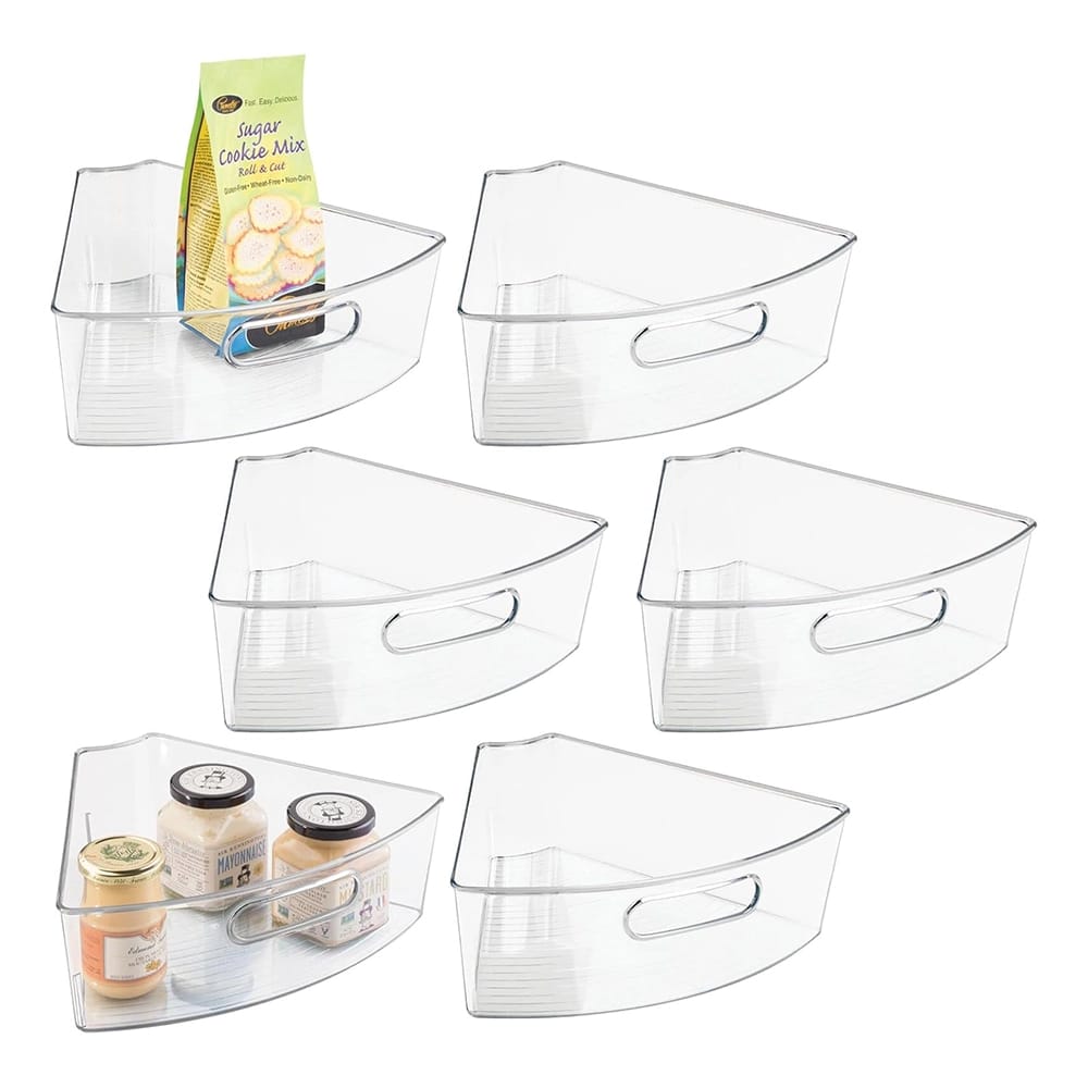 mDesign Kitchen Cabinet Lazy Susan Storage Organizer Bins, 6 Pack
