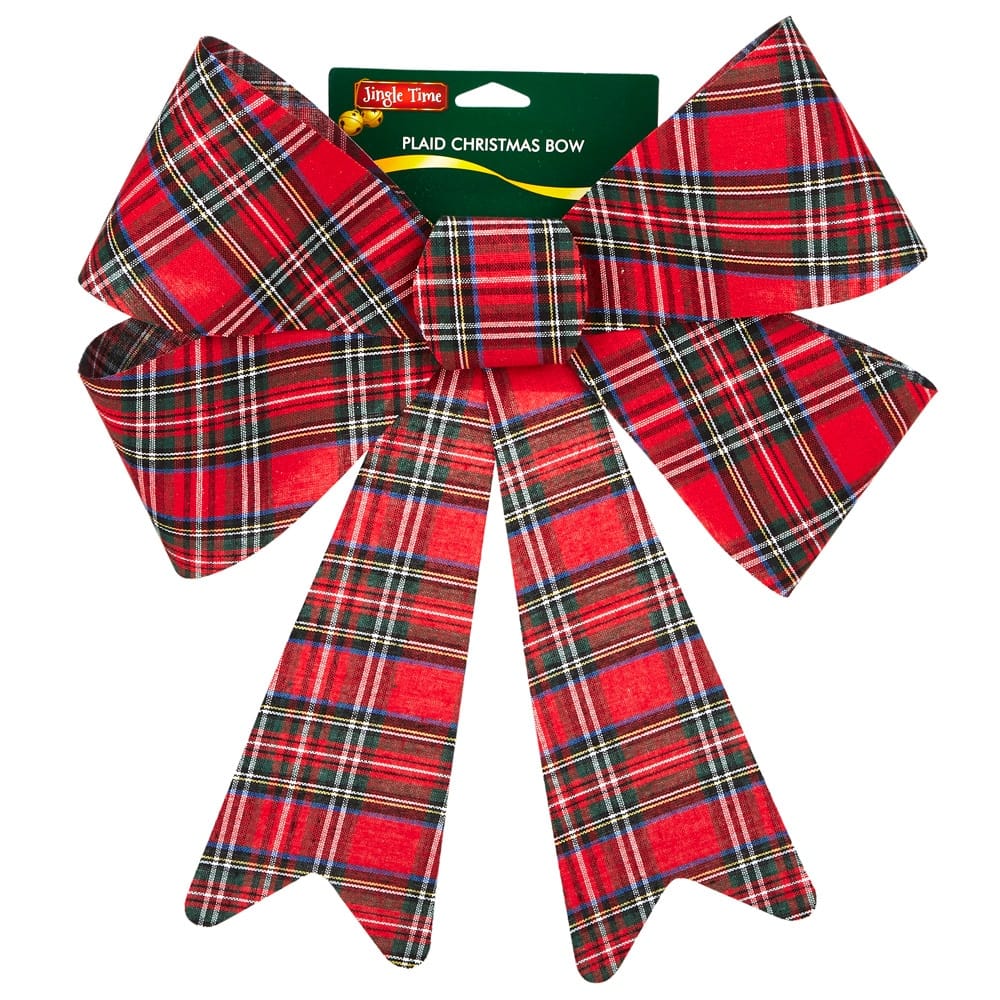 Jingle Time Plaid Christmas Bow, 15" x 20"