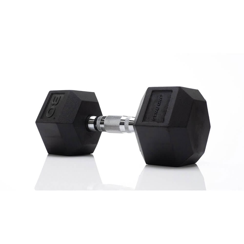 Tru Grit Fitness 30 lb Rubber Hex Single Dumbbell