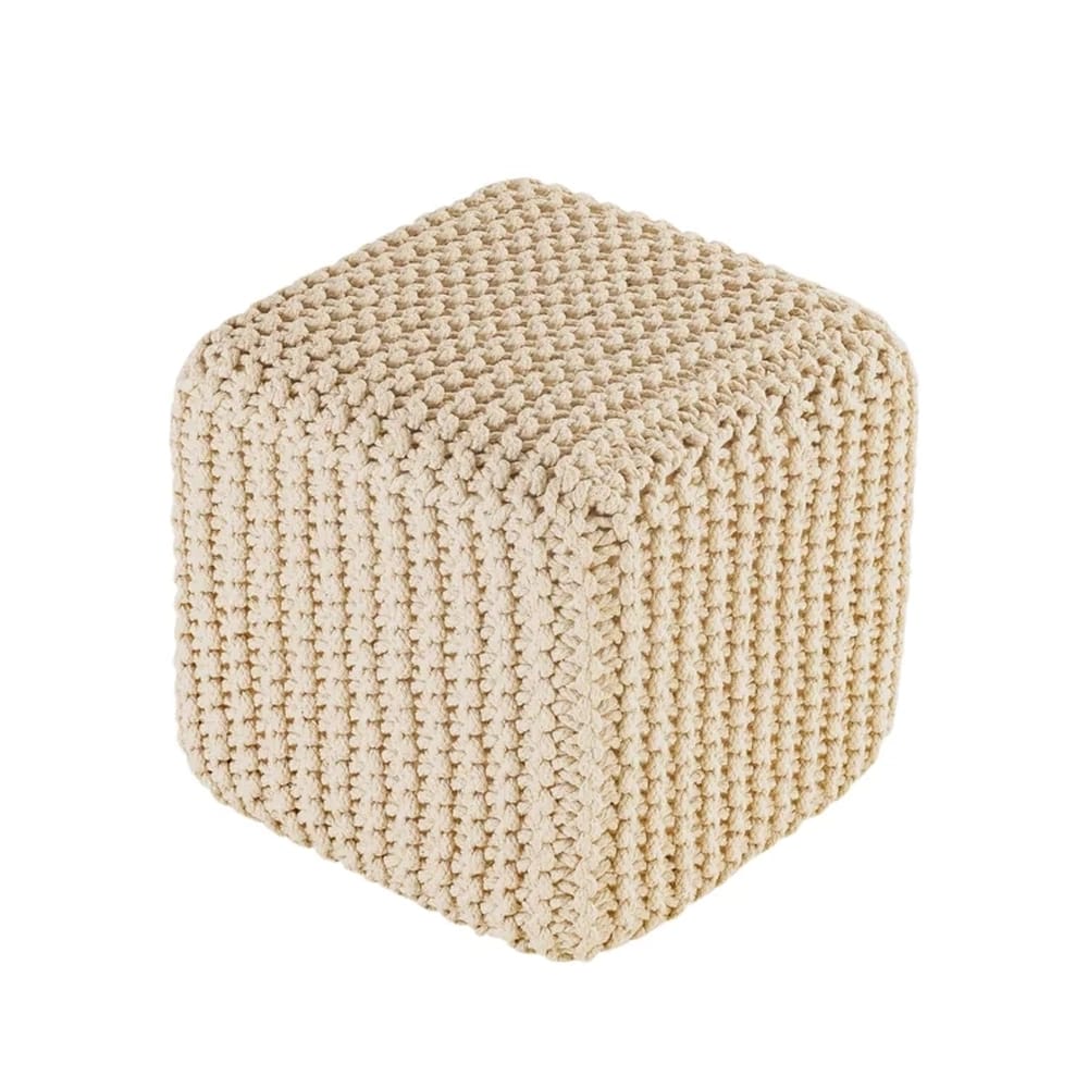 Albany Living Square Knit Ottoman, Ivory