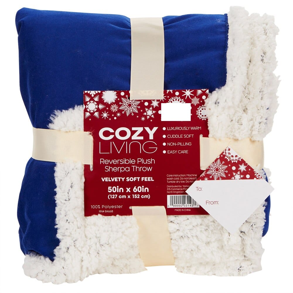 Cozy Living Plush Reversing to Sherpa Throw Blanket, 50" x 60"