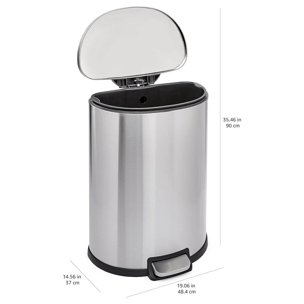 D-Shaped Soft-Close 13 Gallon Trash Can