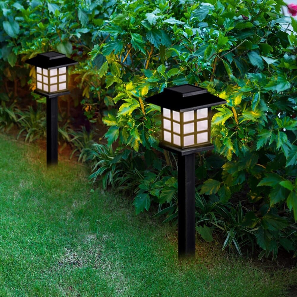 Laurel Canyon Square Solar Pathway Lights, 8-Pack, Black