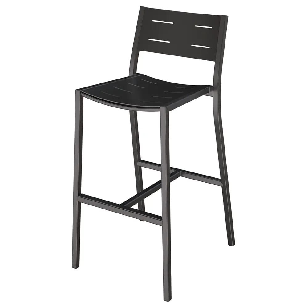 Maiori Aluminum Impression Patio Bar Stool, Charbon