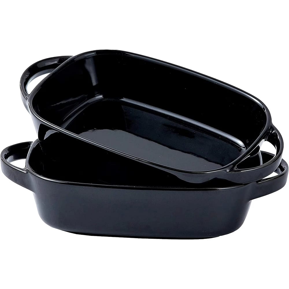 Bruntmor Porcelain Baking Dish, Black, Set of 2