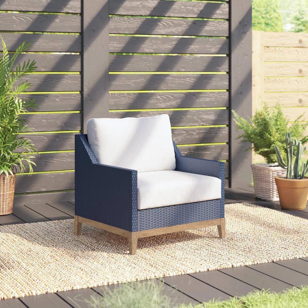 TK Classics Outdoor Club Chair with Cushion, Navy/White