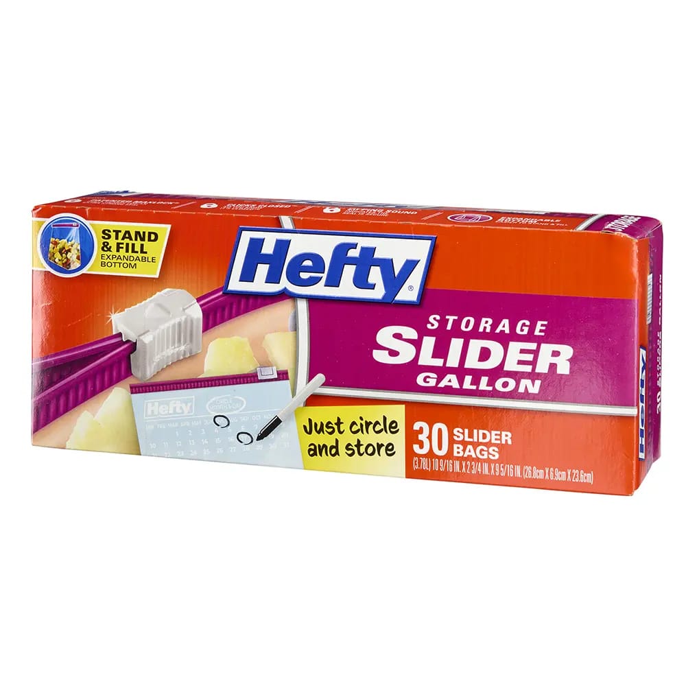 Hefty Storage Slider Gallon Bags, 30 ct