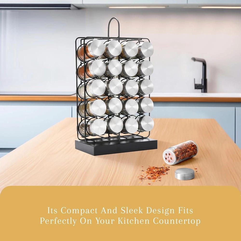 2LB Depot 5-Tier Spice Rack Organizer, Black/Black