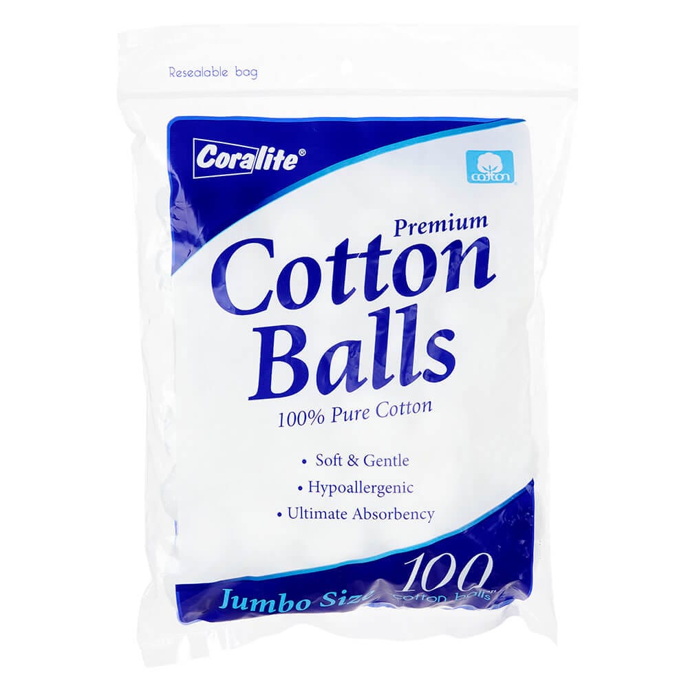 Coralite Premium Jumbo Cotton Balls, 100 count