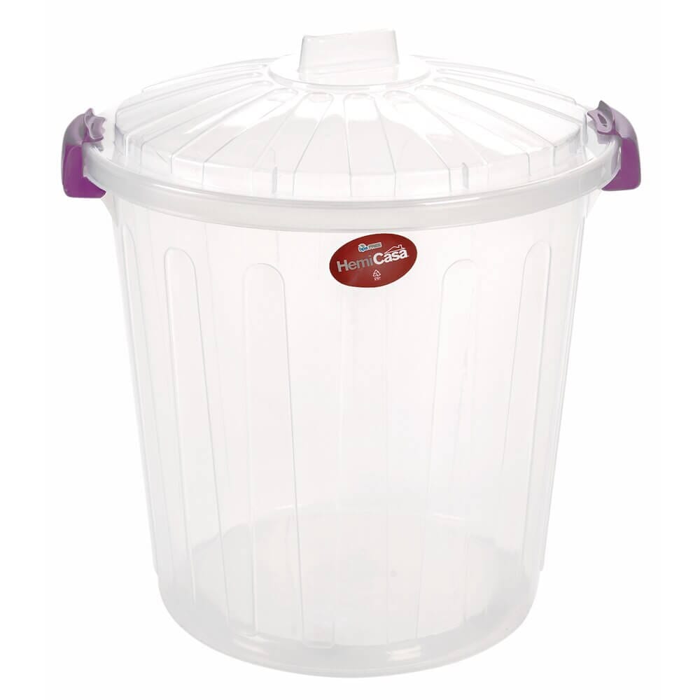 HemiCasa Large Clear Oscar Bin with Lid and Handles, 50 L