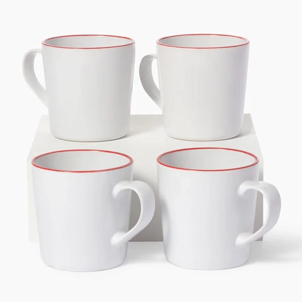 Leeway Mug, Red Stripe, Set of 4