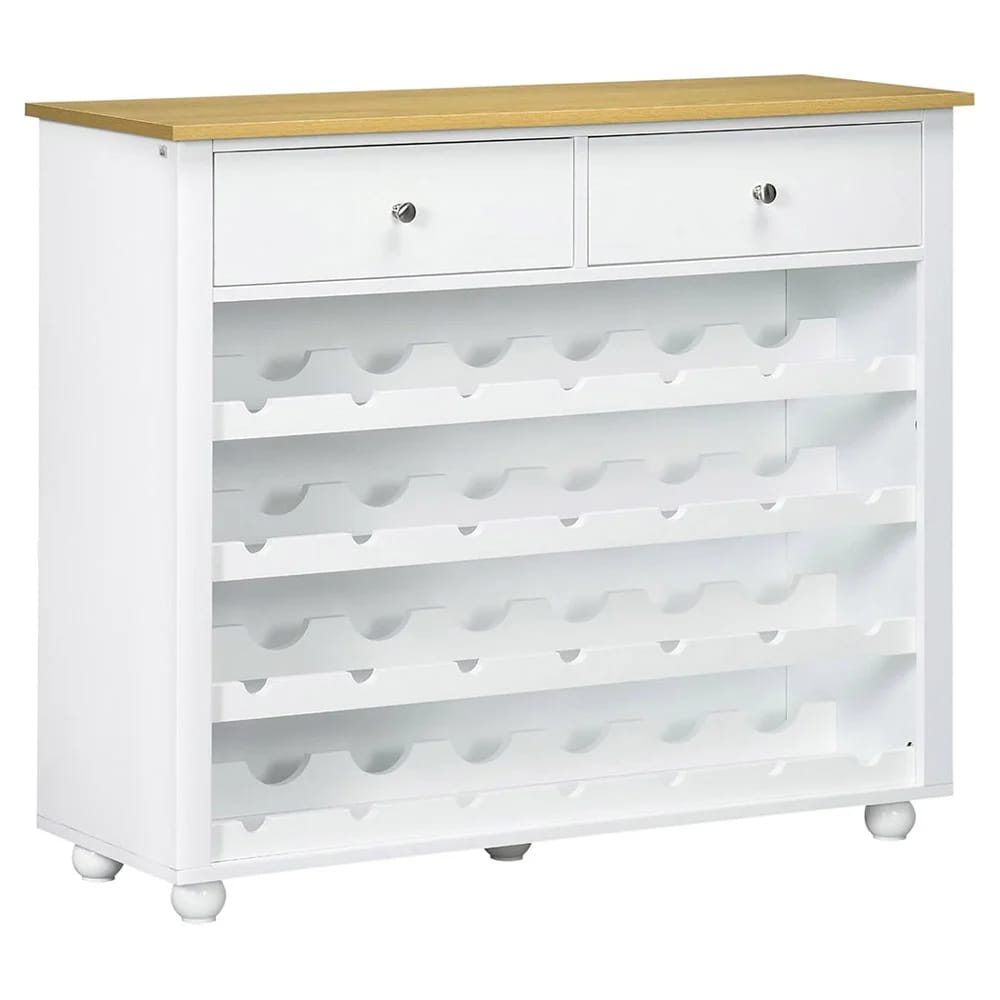 HomCom 28-Bottle Wine Bar Cabinet, White