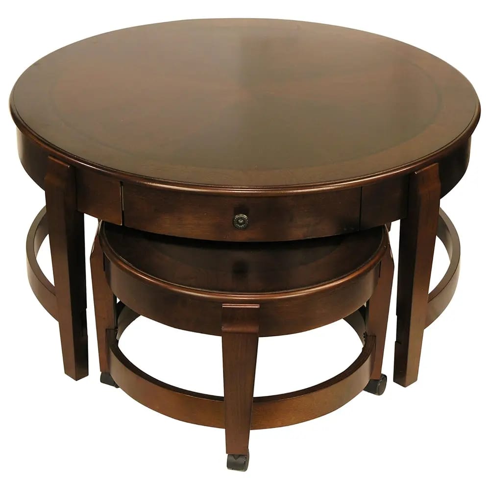 Fairview Game Rooms Nesting Table Set with Mini Table on Wheels, Chestnut