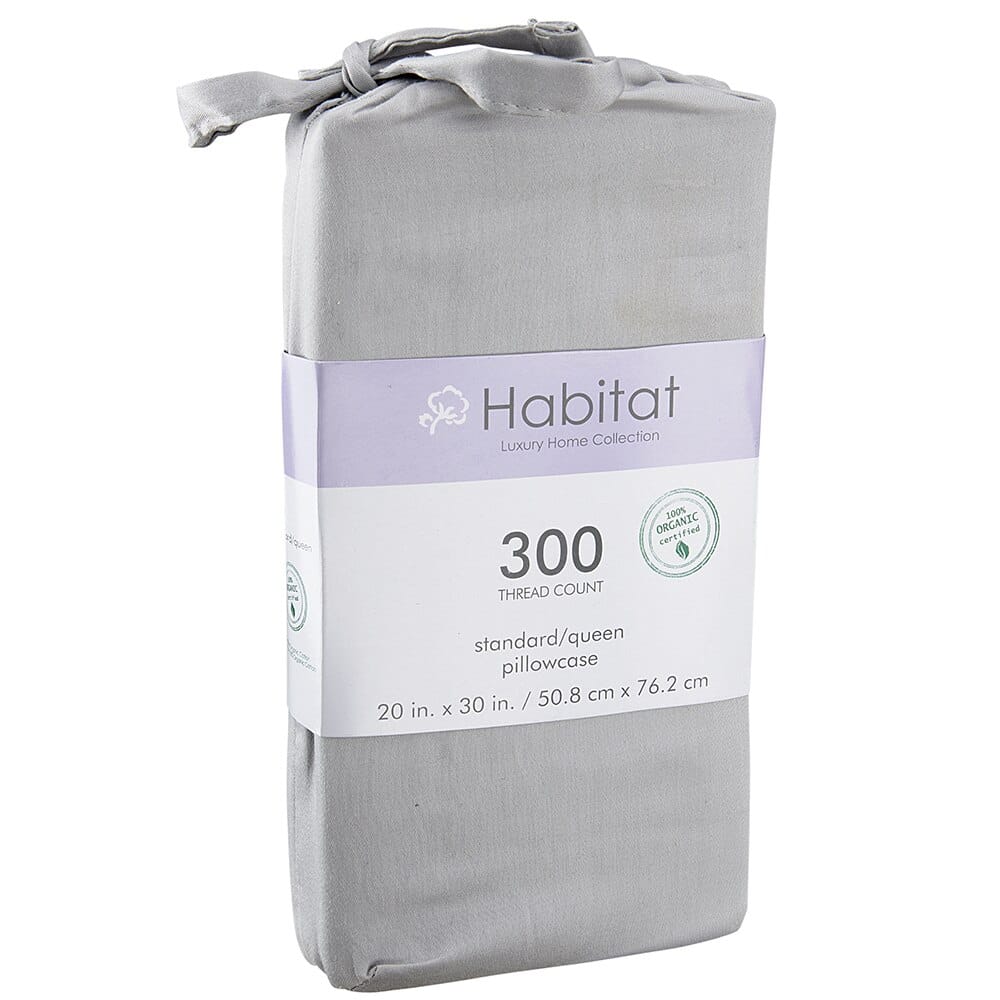 Habitat Luxury Home Collection 100% Organic 300 Thread Count Standard Pillowcases, 2-pack
