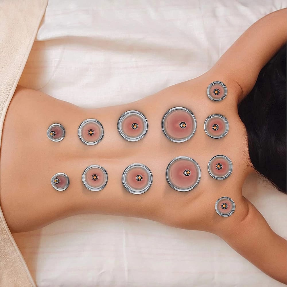 PURAVA Cupping Therapy Set with Vacuum Pump, Set of 12