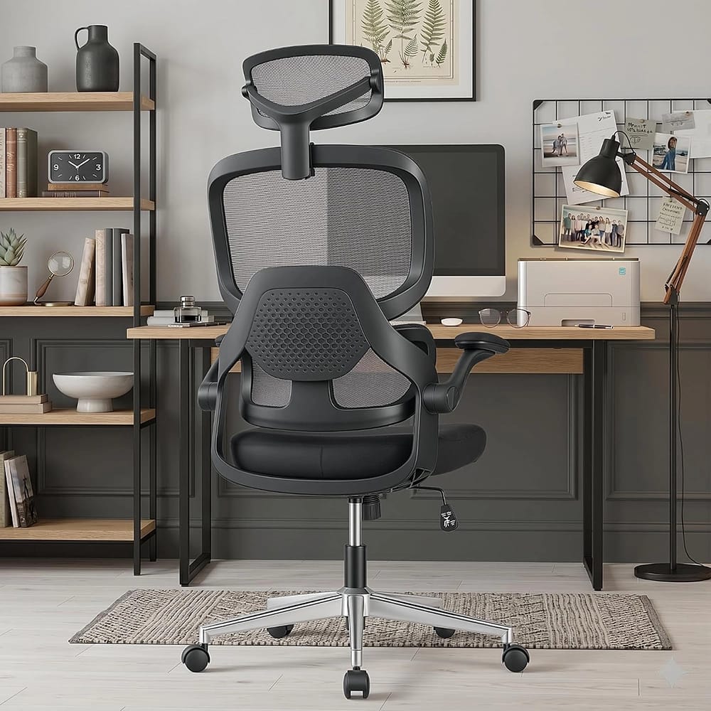 FAMSINGO Ergonomic Office Chair with Full Mesh Seat & Back, Black