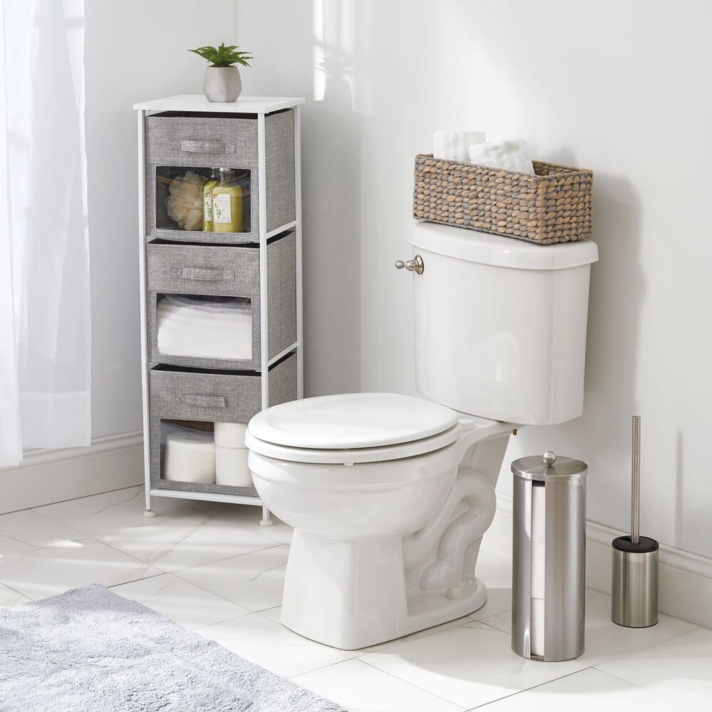 mDesign Clear Front 3-Drawer Storage Tower, Gray