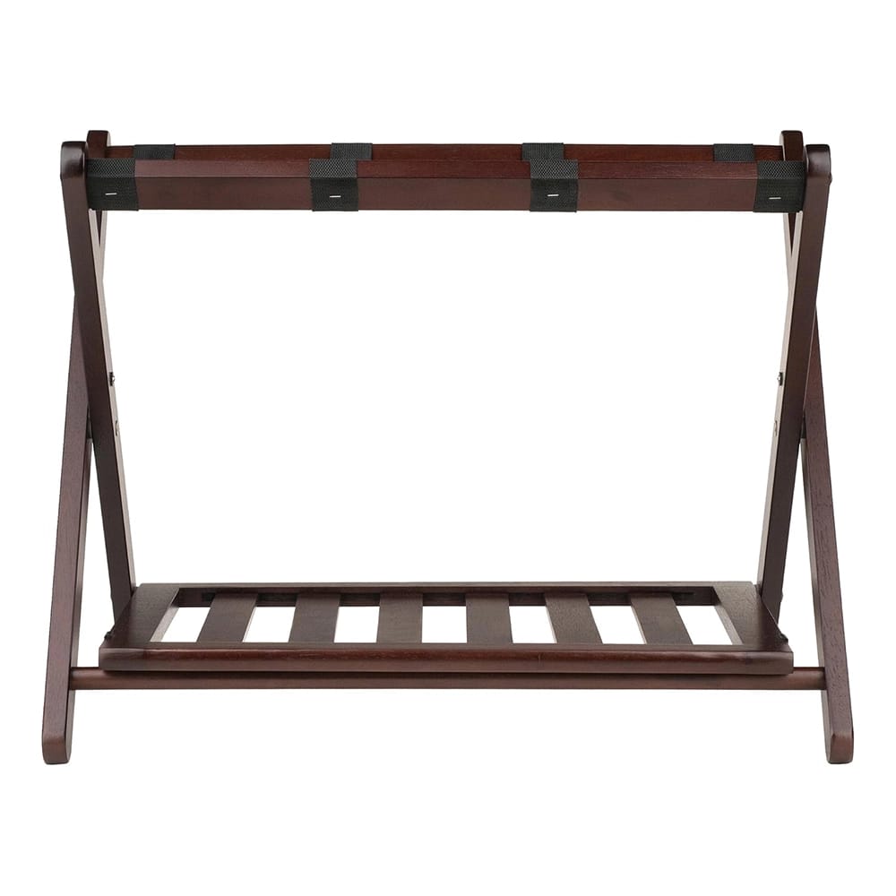 Whitmor Rubberwood Folding Luggage Rack, Walnut
