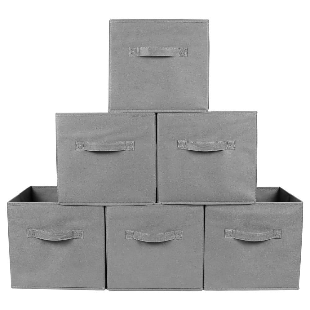 Greenco Foldable Storage Cubes, Set of 6, Gray