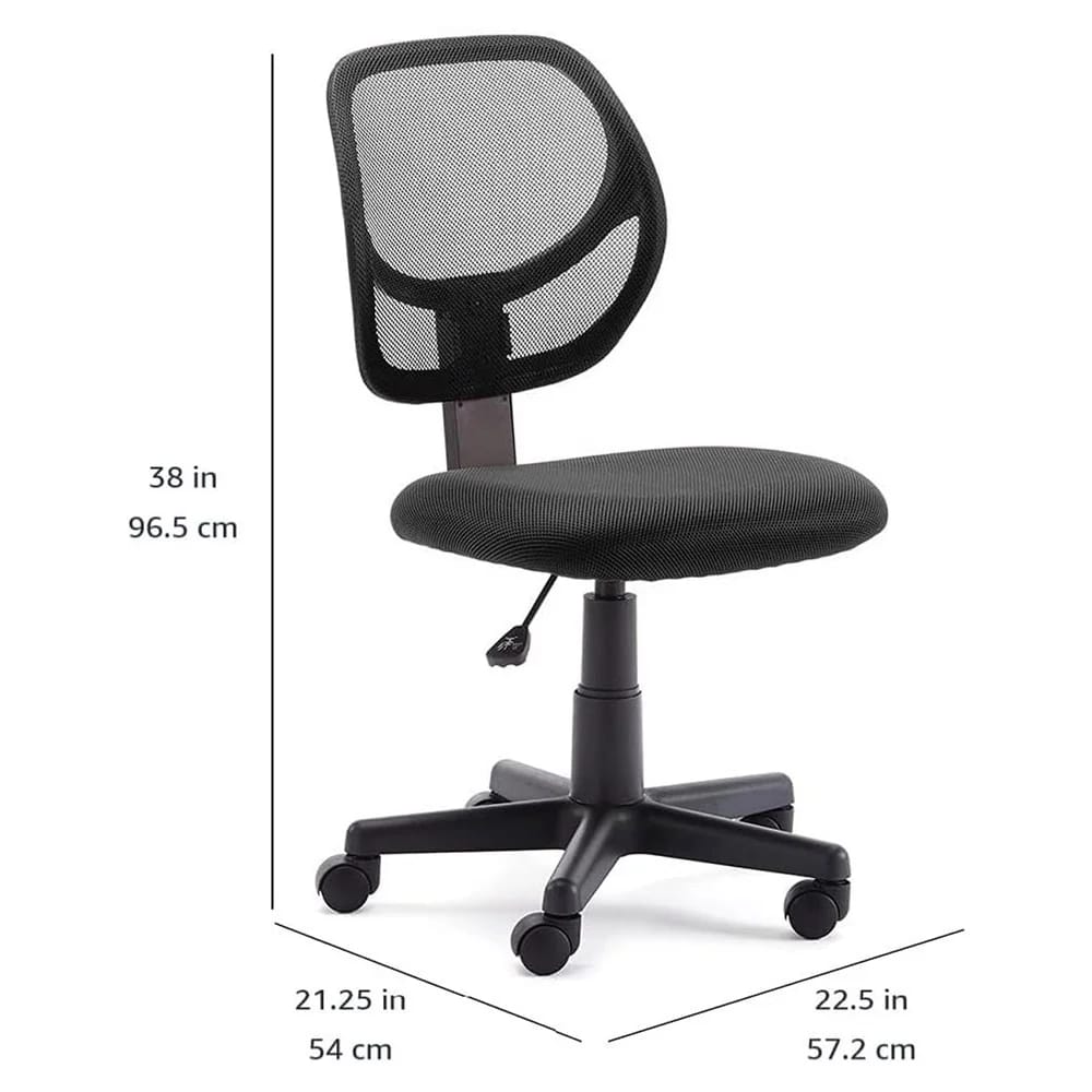 Low-Back Upholstered Mesh Office Desk Chair, Black