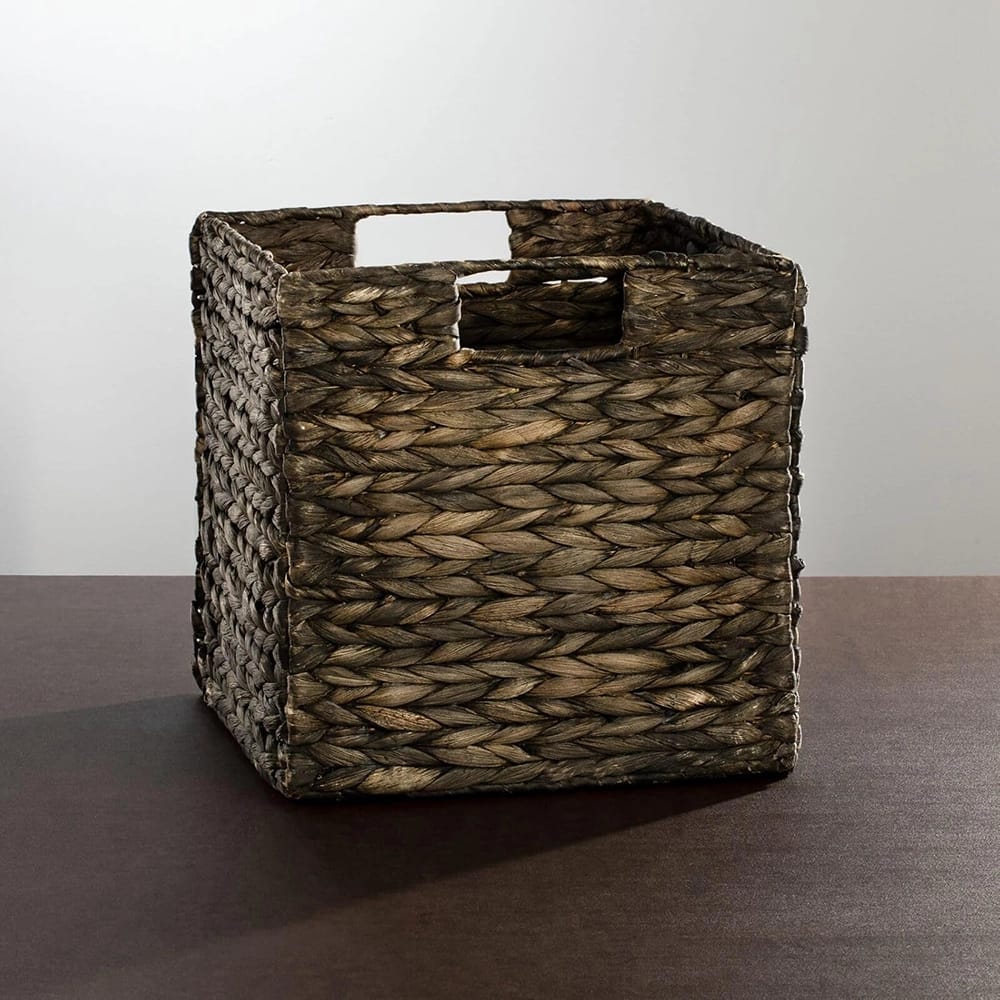 mDesign Woven Hyacinth Cube Organizer Basket, Black, 8 Pack