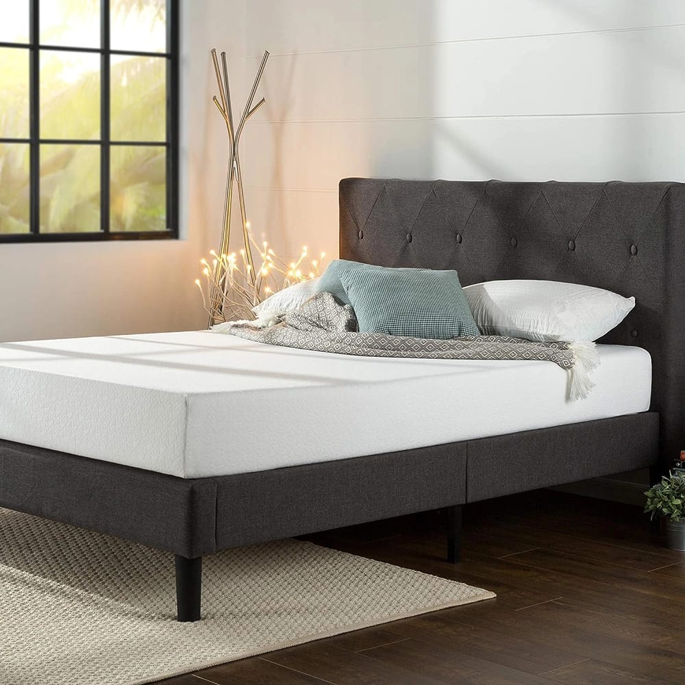 Zinus Shalini Upholstered Platform Bed Frame, Full, Dark Gray