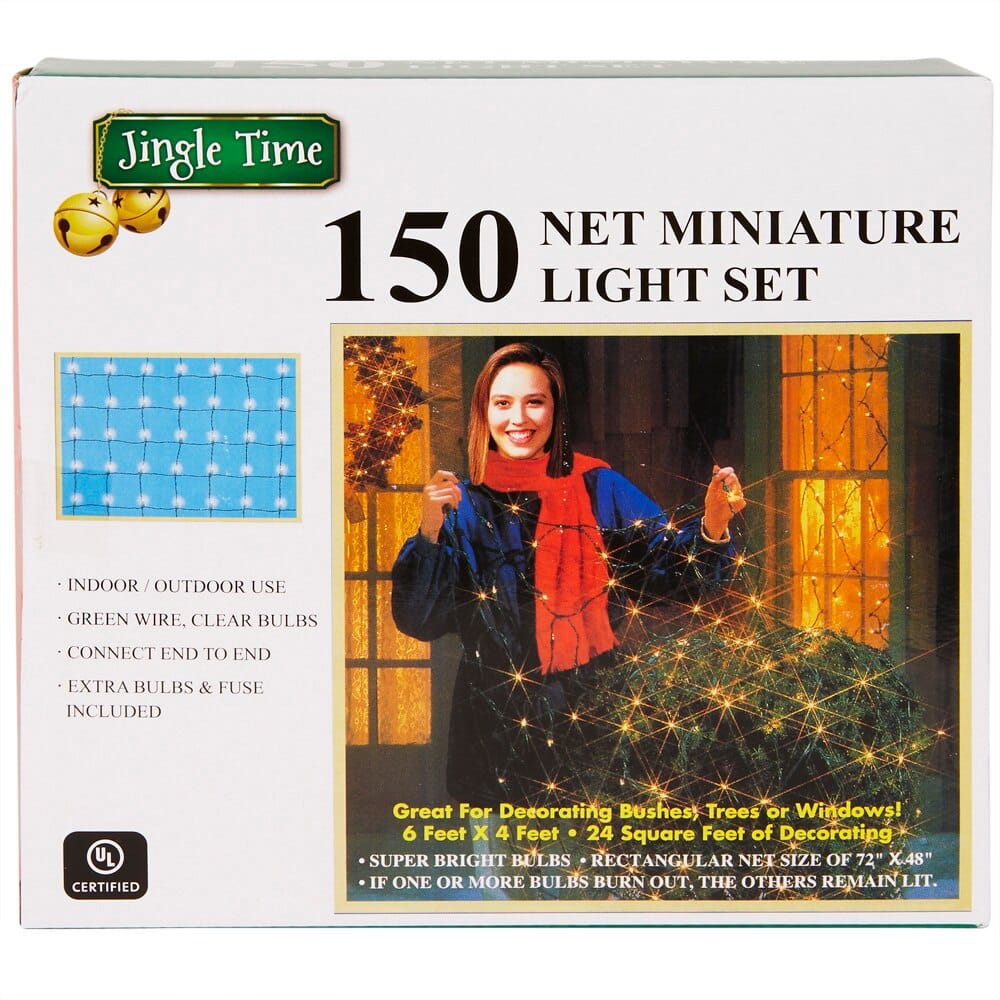 Jingle Time Clear Miniature Net Light Set, 4' x 6'