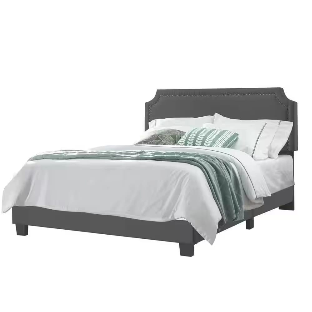 Belle Isle Furniture Regal Velvet Upholstered Bed, Twin, Gray