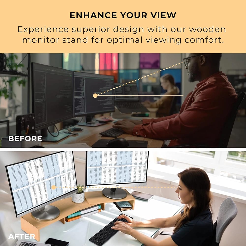 Prosumer's Choice Dual Monitor Riser, Light Wood, Set of 3