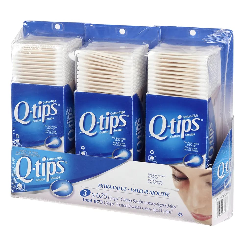 Q-Tips 3-Pack Cotton Swabs, 625 Count