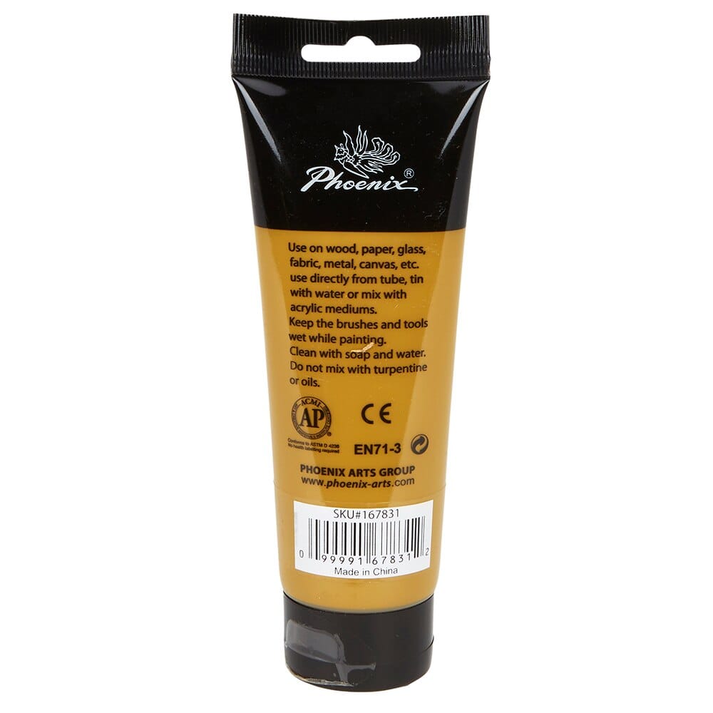 Phoenix Artist's Acrylic Paint, Bronze Yellow, 120 ml