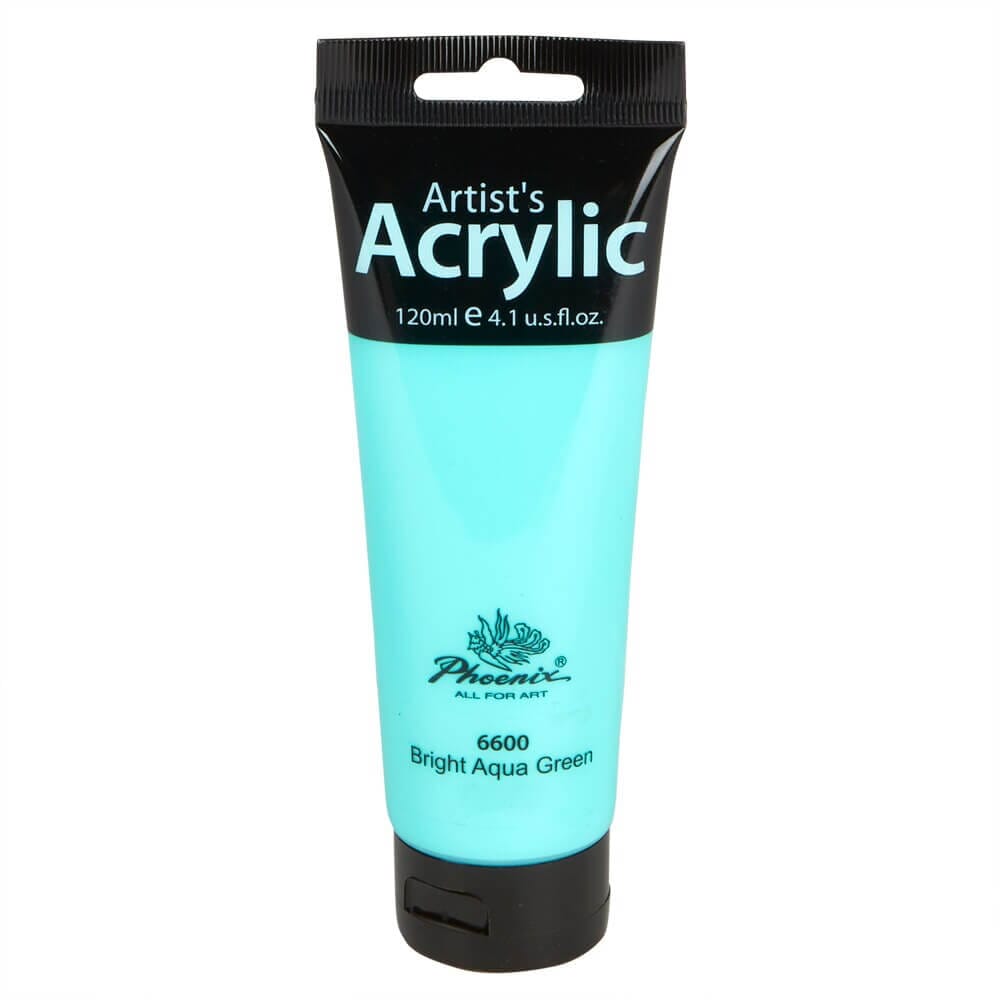 Phoenix Artist's Acrylic Paint, Bright Aqua Green, 120 ml