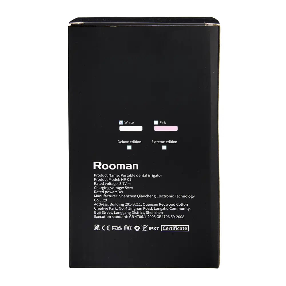 Rooman Portable Dental Water Flosser, White