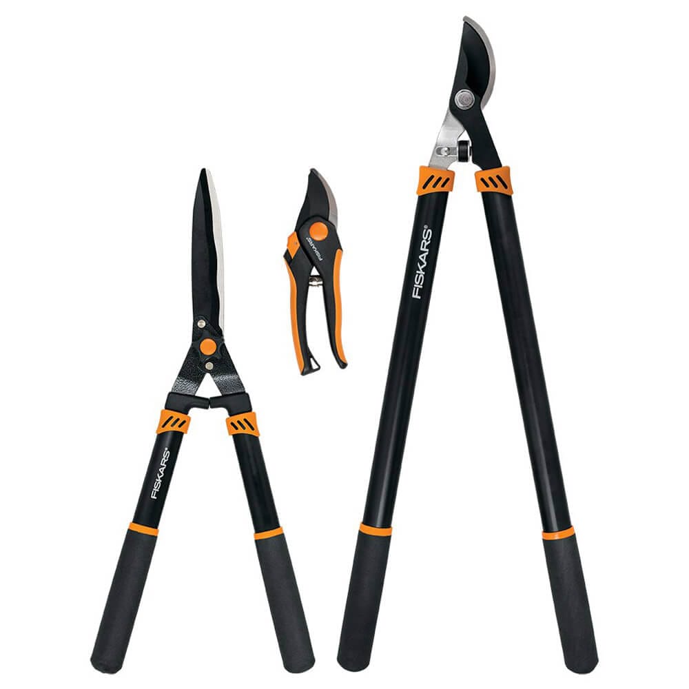 Fiskars Tree & Shrub Care 3-Piece Set with Lopper, Hedge Shears & Pruner