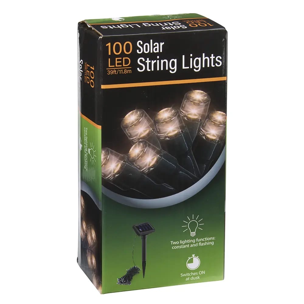 Solar LED String Lights, 39'