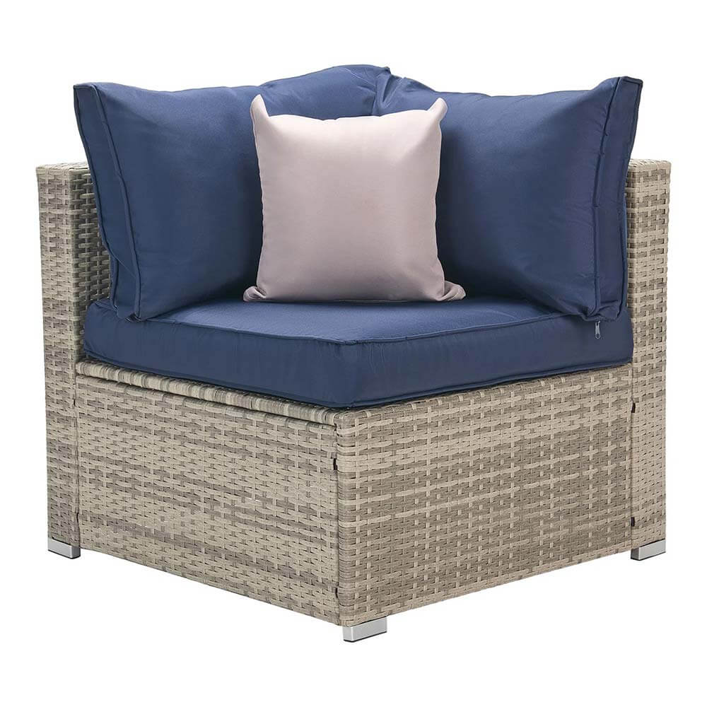 All-Weather 7-Piece Resin Wicker Patio Sectional, Navy/Gray