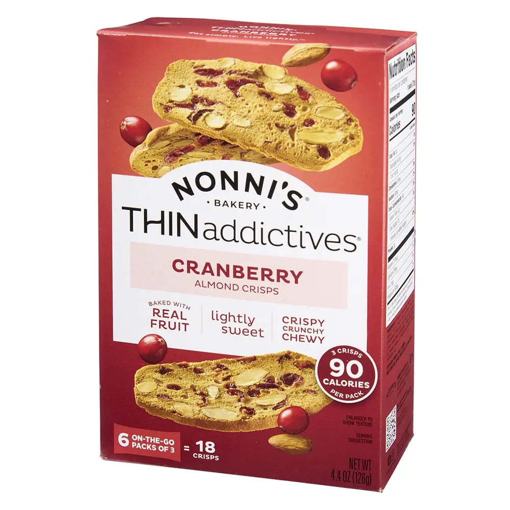 Nonni's THINaddictives Cranberry Almond Crips, 4.4 oz