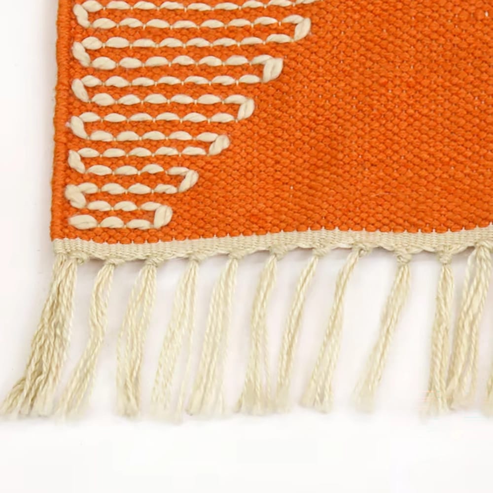 Hand Woven Polyester Indoor/Outdoor Rug, Papaya 5' x 7'