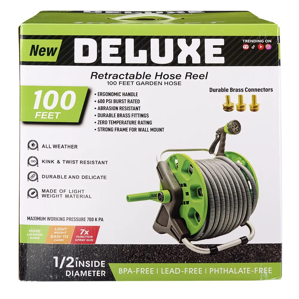 Deluxe Retractable Hose Reel, 100'
