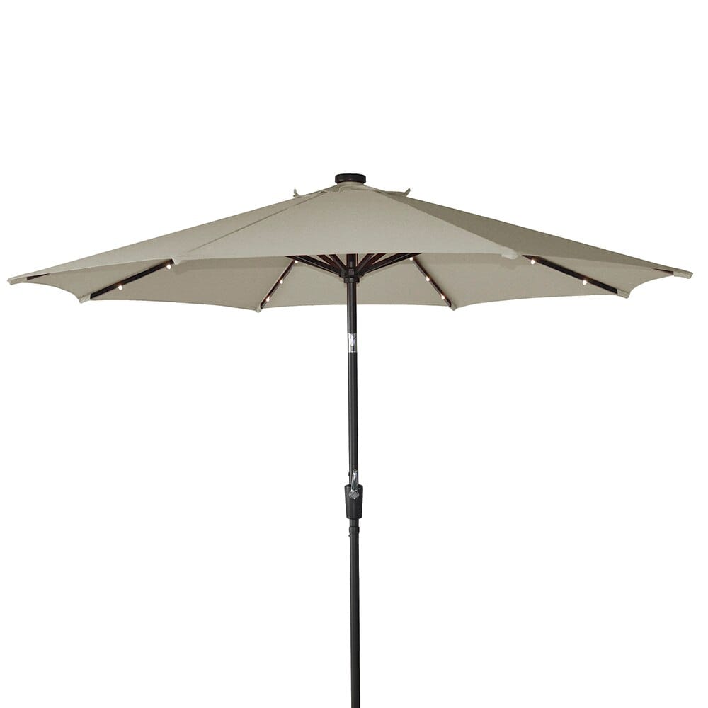 9' Aluminum Market Umbrella with Solar LED Lights