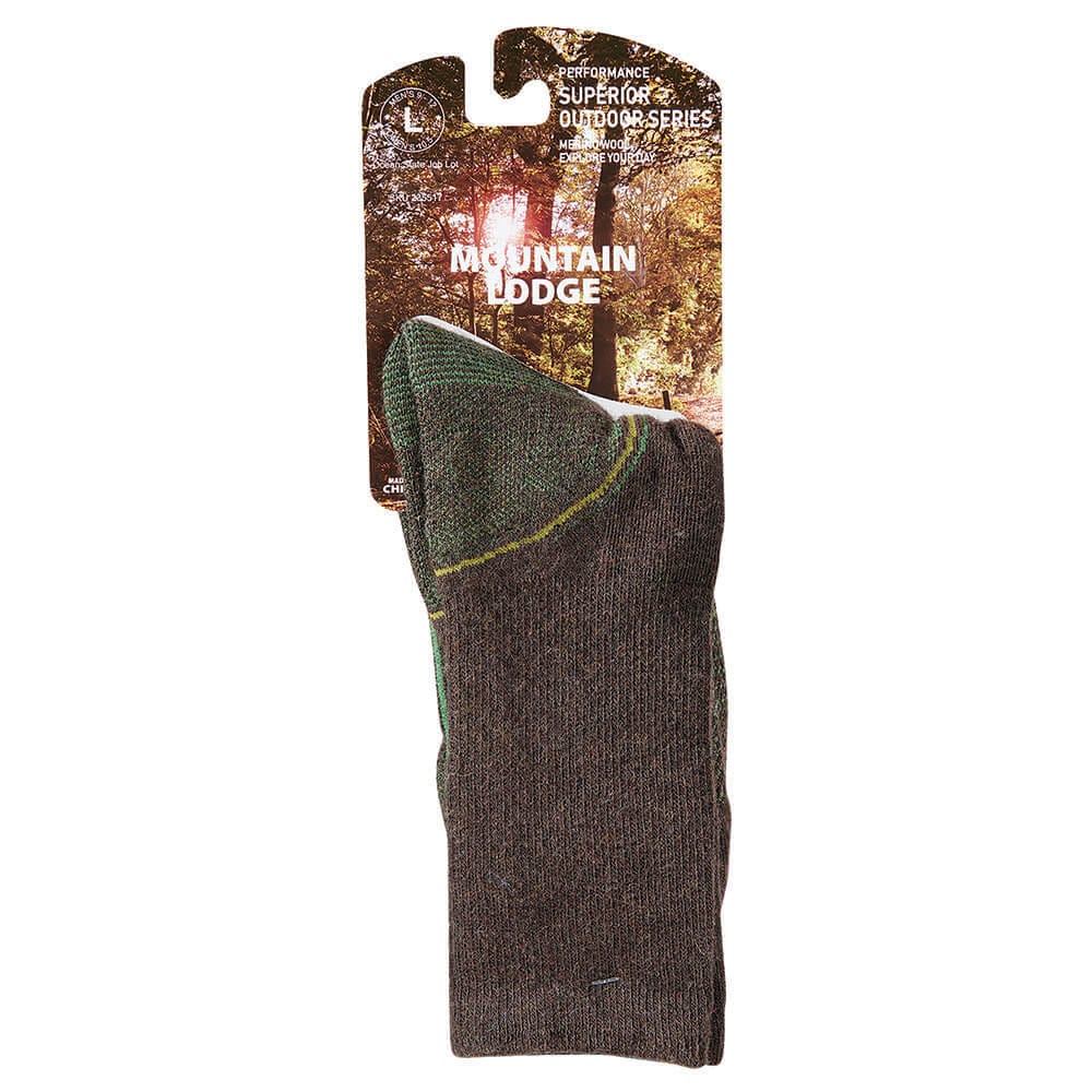 Mountain Lodge Men's Performance Outdoor Series Merino Wool Socks, Large