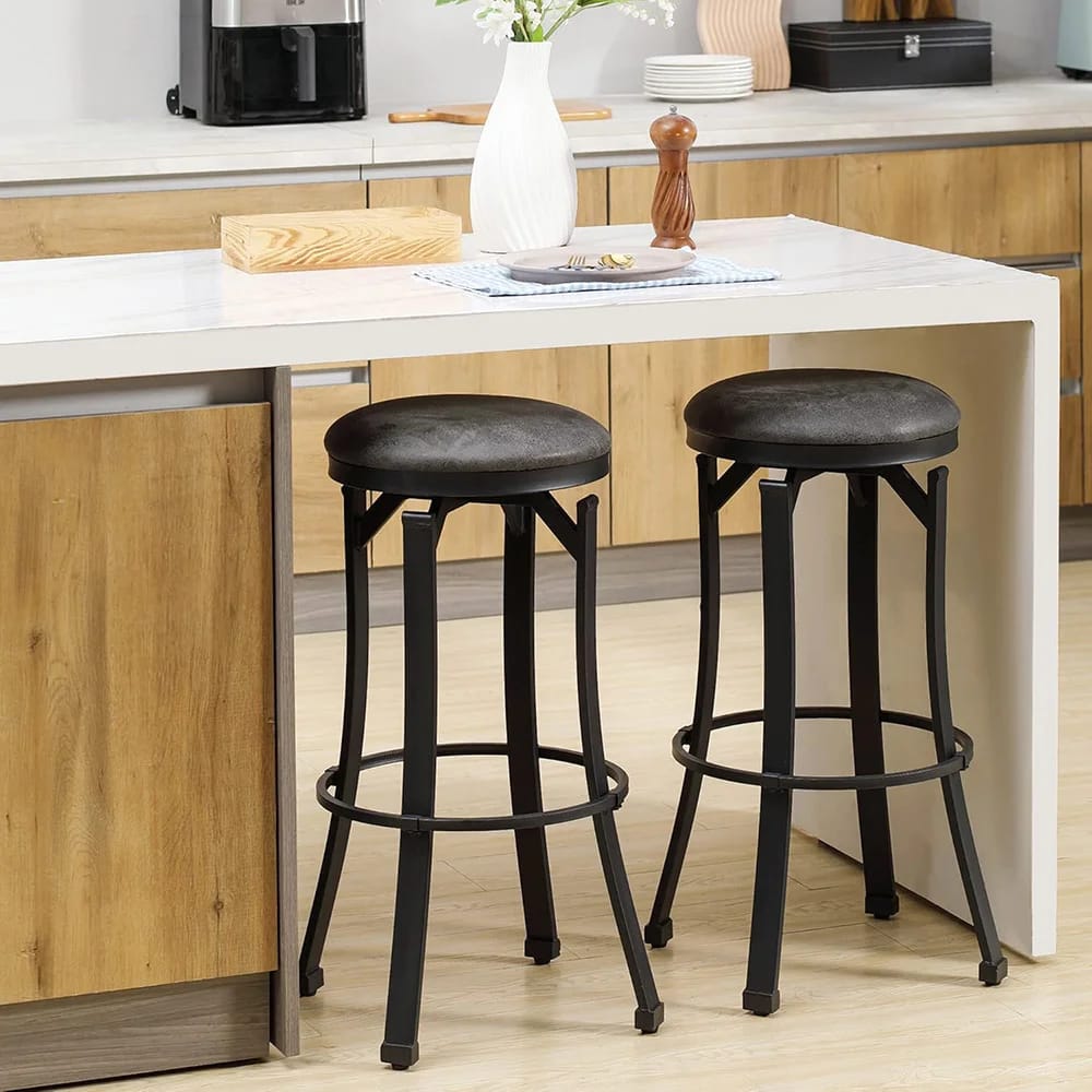 HomCom Vintage Barstools, Set of 2, Dark Gray