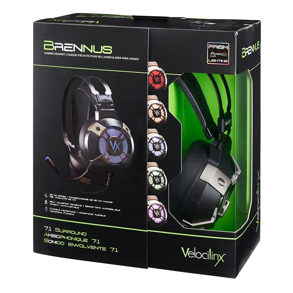 Velocilinx Surround Sound USB Gaming Headset, Silver/Black