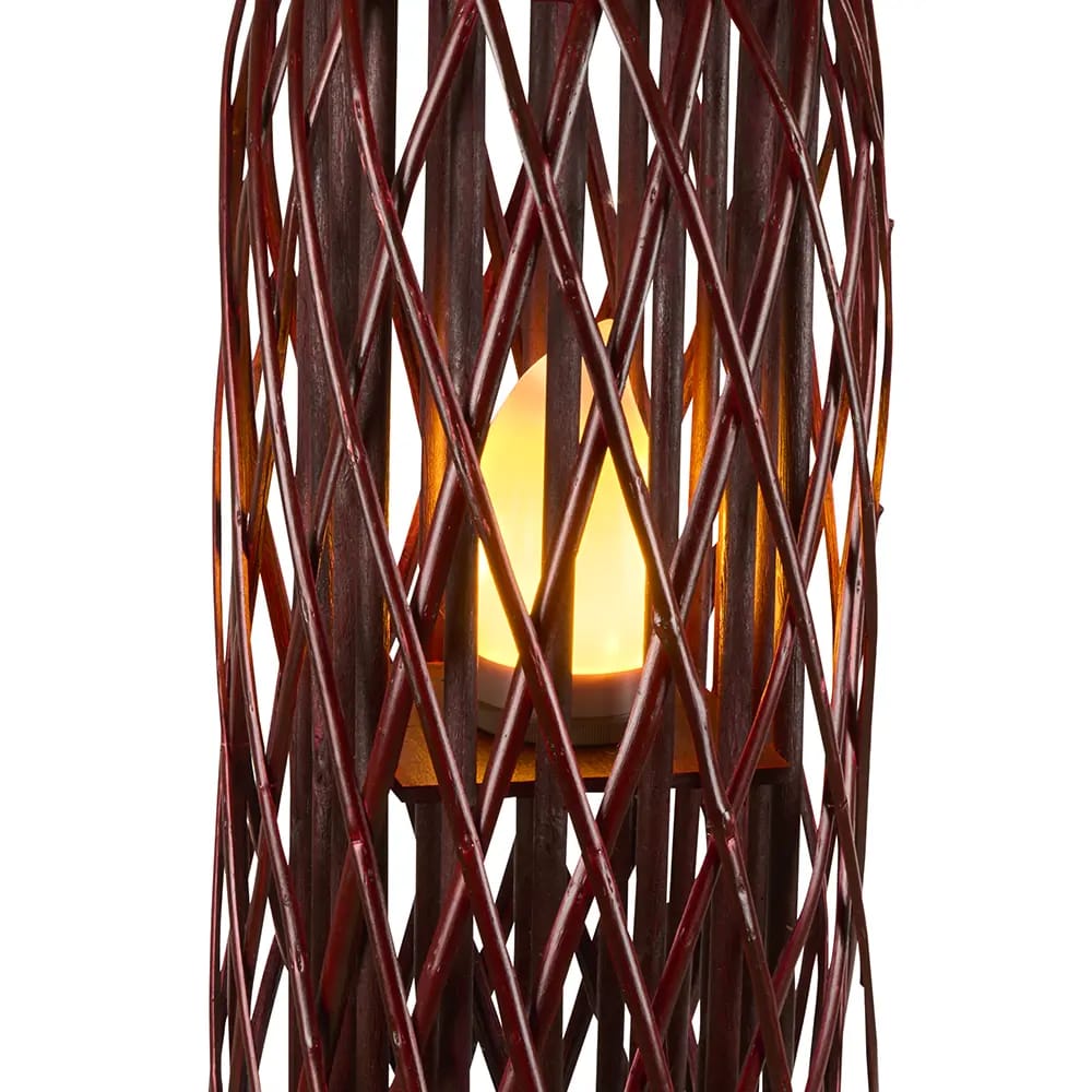Barbara King Square Wicker Lantern With Remote, Brick, 28"