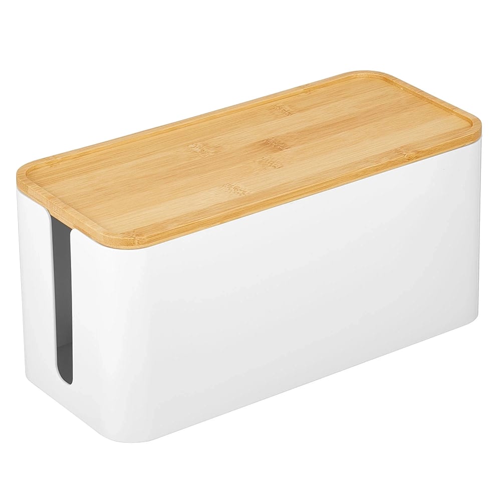 mDesign Cable Management Box Organizer, White/Natural