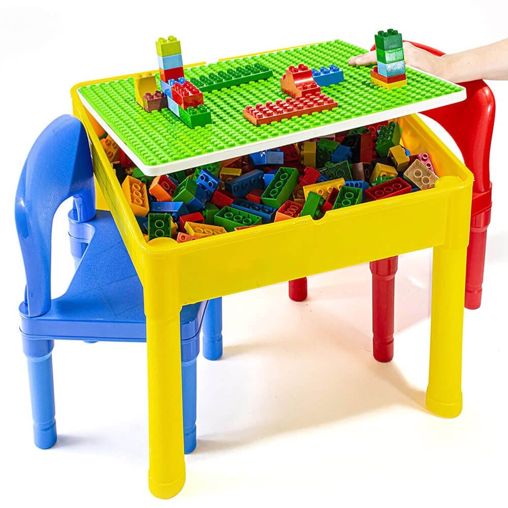 Prextex Kids 5-in-1 Store and Play Activity Table Set with 2 Chairs