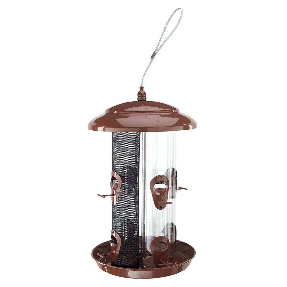 Four Tube Bird Feeder, Brown